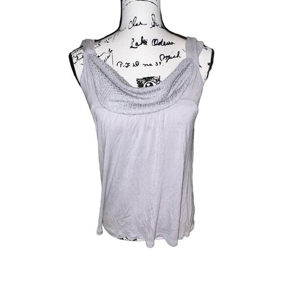 Anthropologie Vanessa Virginia Gray Tweed Cowl Neck Sleeveless Top‎ Small - Picture 1 of 7